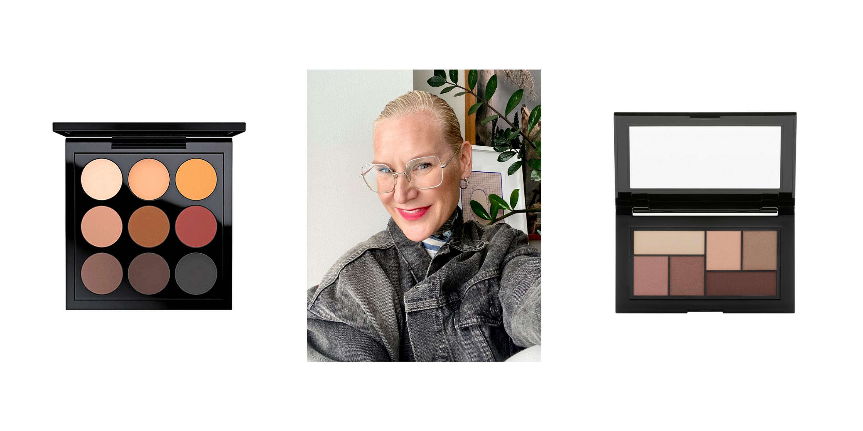 Täydelliset tekstuurit: MAC:n Eyeshadow x 9 -paletti, sävy Semi Sweet Times Nine, 44 e, ja Maybellinen The City Mini -paletti, sävy Matte About Town, 12,90 e.