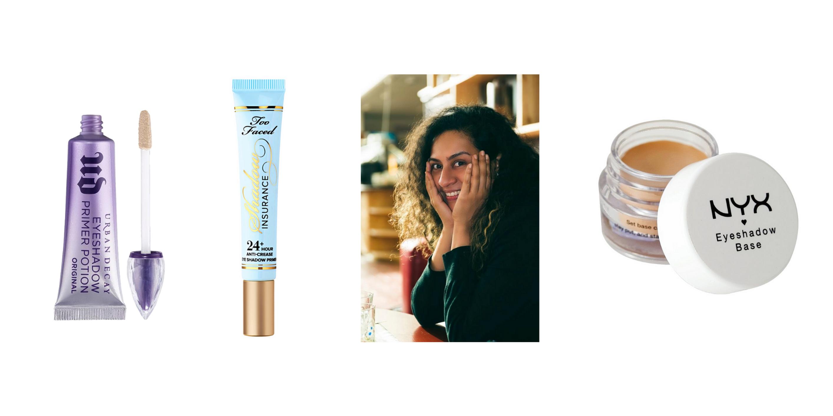 Meghnan luottopohjustajat: Urban Decayn Eyeshadow Primer Potion Original, 24 e, Too Facedin Insurance Eye Shadow Primer, 20,45 e, ja NYX:n Eye Shadow Base Skin Tone, 8,30 e.