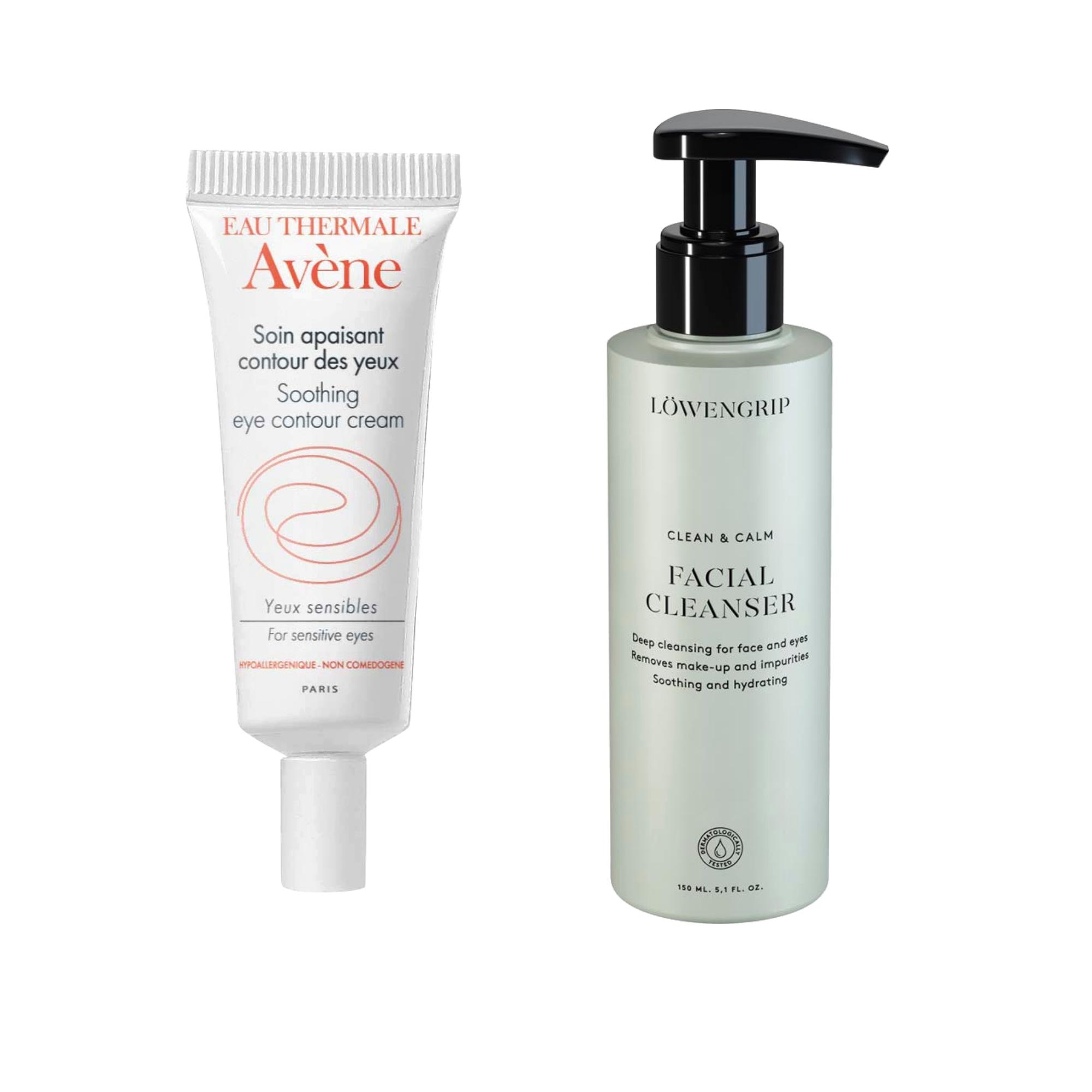 Ärtyneen ihon pelastaja: ”Kun silmänympärykseni ärtyivät ripsien-pidennyksistä, ne paranivat tämän voiteen avulla. Käytän sitä edelleen.” Avène Soothing Eye Contour Cream 22,50 e. Puhdistuspartio: ”Kasvojenpuhdistusaine tuoksuu ihanalta. Sillä lähtee myös silmämeikki.” Löwengrip Clean & Calm Facial Cleanser 25 e.