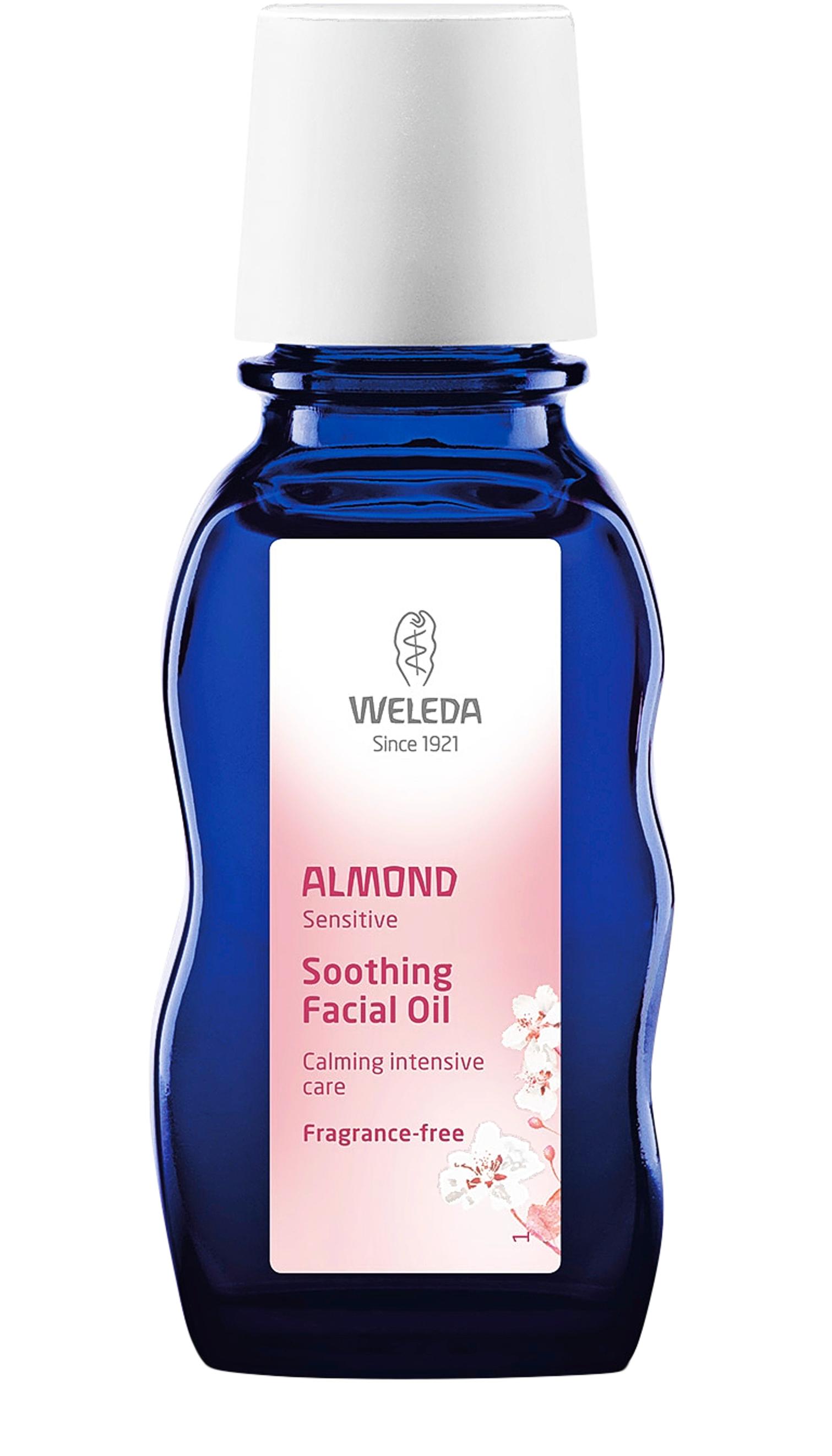 Weledan Almond-kasvoöljyä voi käyttää silmämeikin poistoon vanulapulla, 22,90 e.