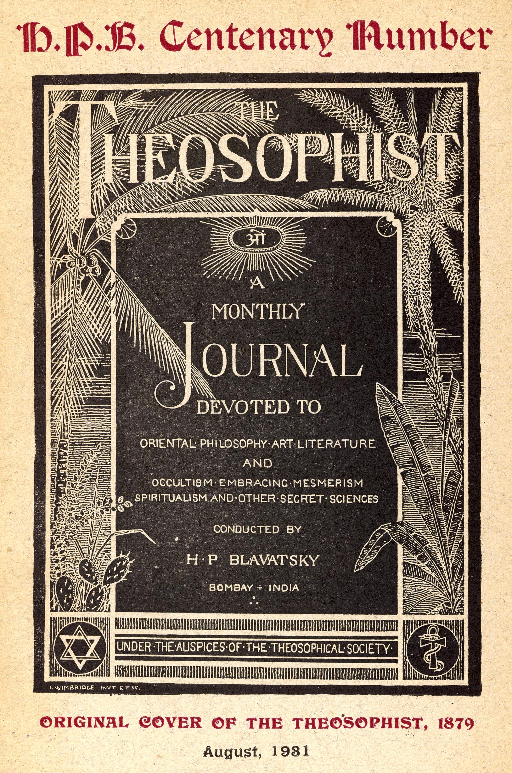 The Theosophist -lehden kansi vuodelta 1879.