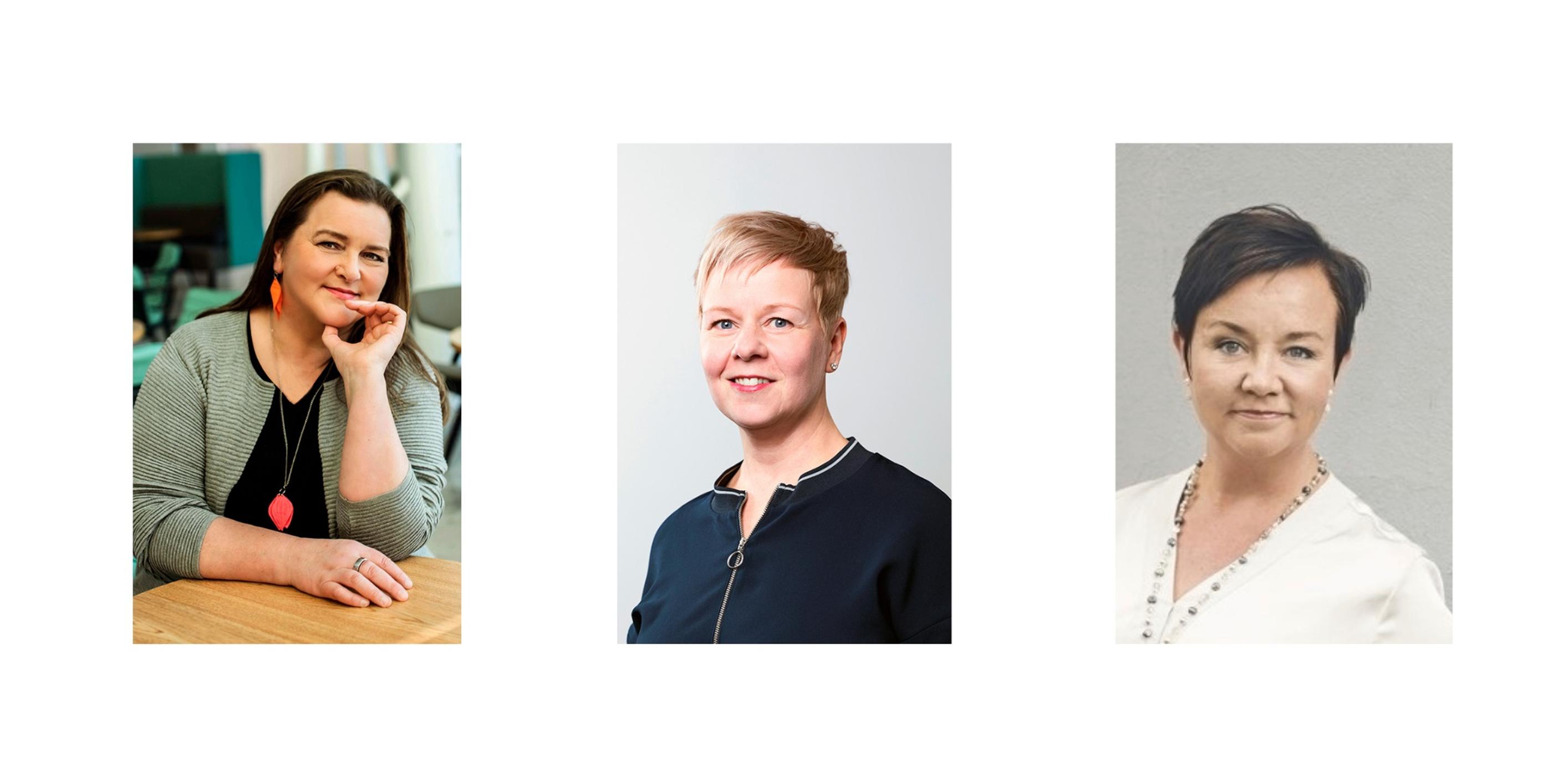 Liisa Uusitalo-Arola, työpsykologi, valmentaa työyhteisöjä hyvinvoinnista; Mervi Ruokolainen, Työterveyslaitoksen erikoistutkija; Kati Järvinen, vastaa Wärtsilä Energyssä osaamisen ja johtamisen kehittämisestä.