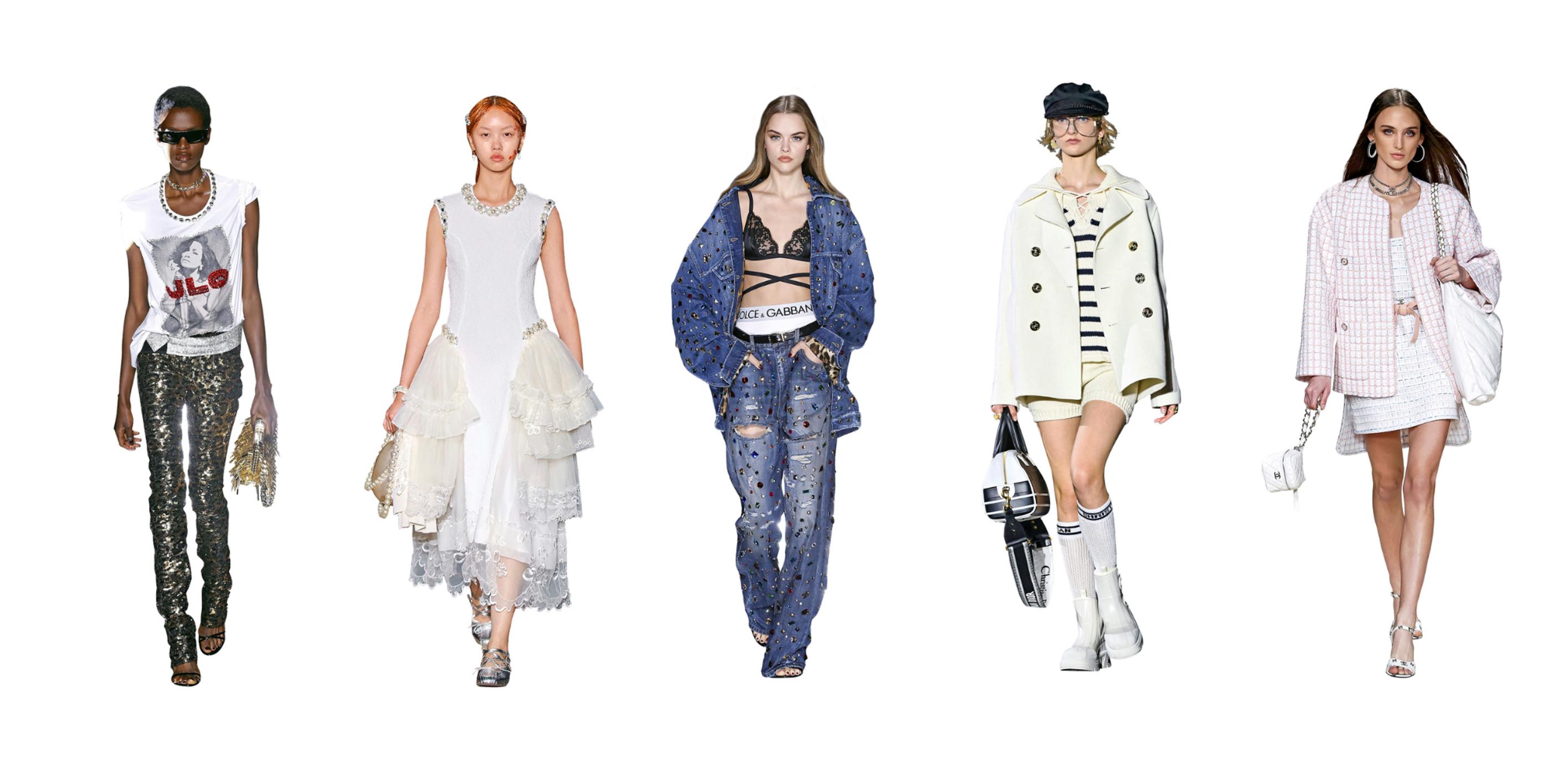 Muotitalot vasemmalta oikealle: Dolce & Gabbana, Simone Rocha, Dolce & Gabbana, Chanel, Chanel.