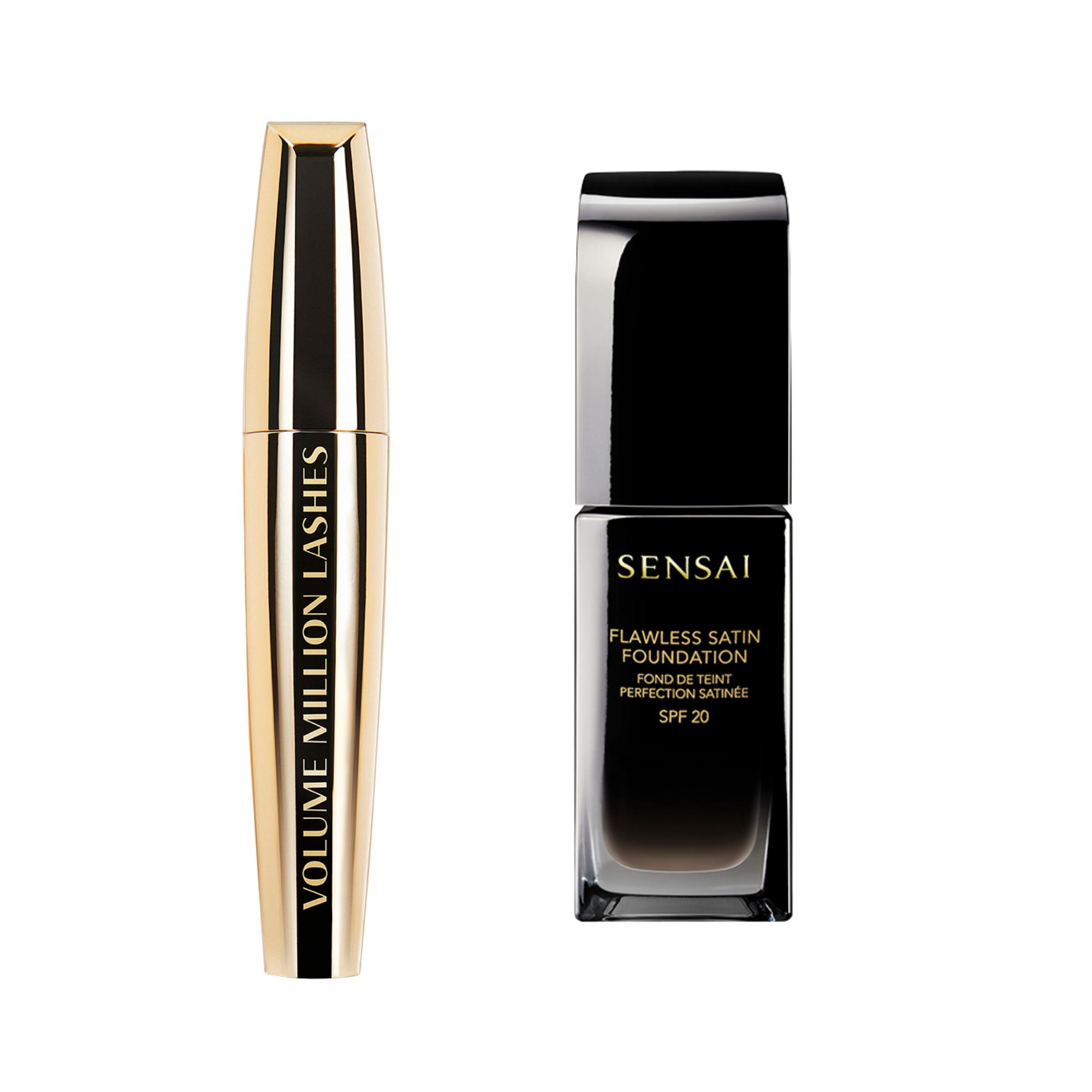 Pitkäaikainen suosikki: ”Minulla on raskaat yläluomet, ja ripsiväri tarttuu niihin herkästi. Tämä ripsari kestää eikä tuhri.” L’Oréal Paris Volume Million Lashes Mascara 17,90 e. Meikkivoide, joka pysyy: ”Löysin meikkivoiteen, kun minut meikattiin sillä kuvauksiin. Se pysyy hyvin ja koostumus on kevyt ja silkkinen. Sitä voi myös kerrostaa.” Sensai Flawless Satin Foundation, sävy Ochre beige, 54,55 e.