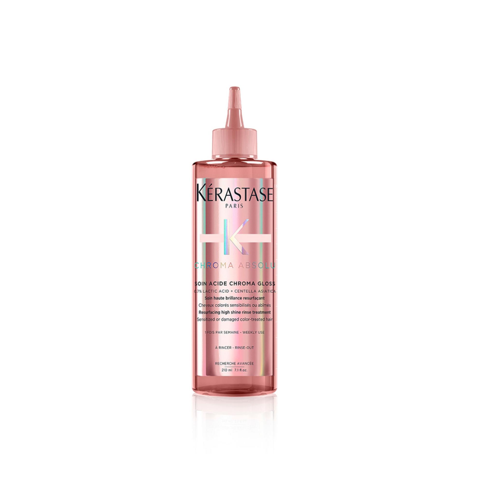 Hoitoneste tuo hiuksiin kiiltoa ja parantaa värin kestoa. Kérastase Chroma Absolu Soin Acide Chroma Gloss 50,50 e.
