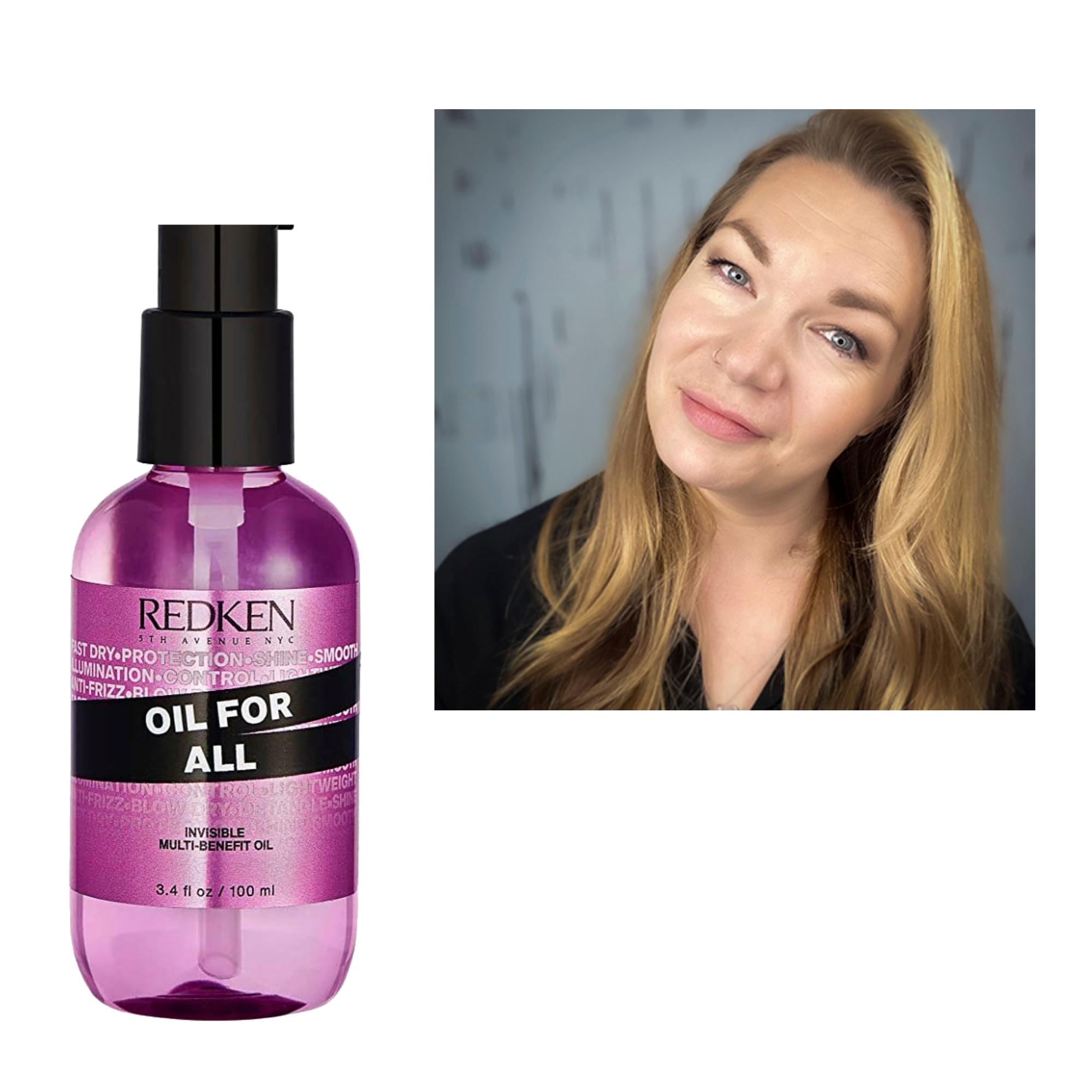 Kampaaja-kouluttaja Hanne Kuusisen (Piece of Hair -kampaamo) suosikki on Redken Oil for All, 29,50 e